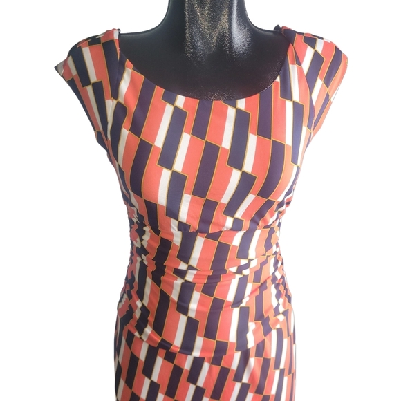 Bisou Bisou Multi Colored Geometric Pattern Dress Sz.8 - Picture 2 of 7
